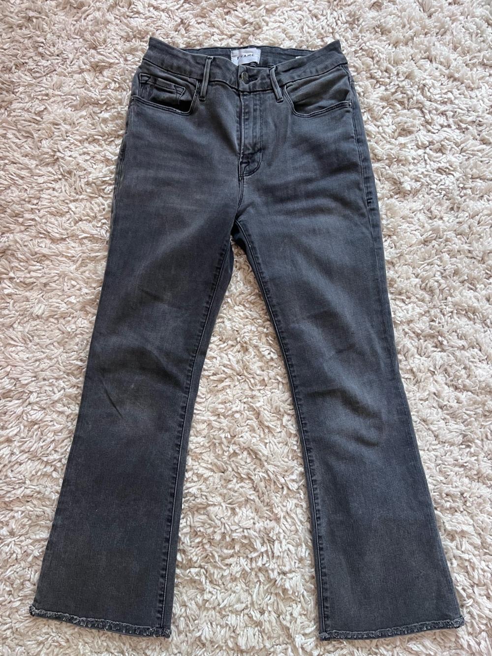 FRAME Grey Le Crop Mini Boot Jeans